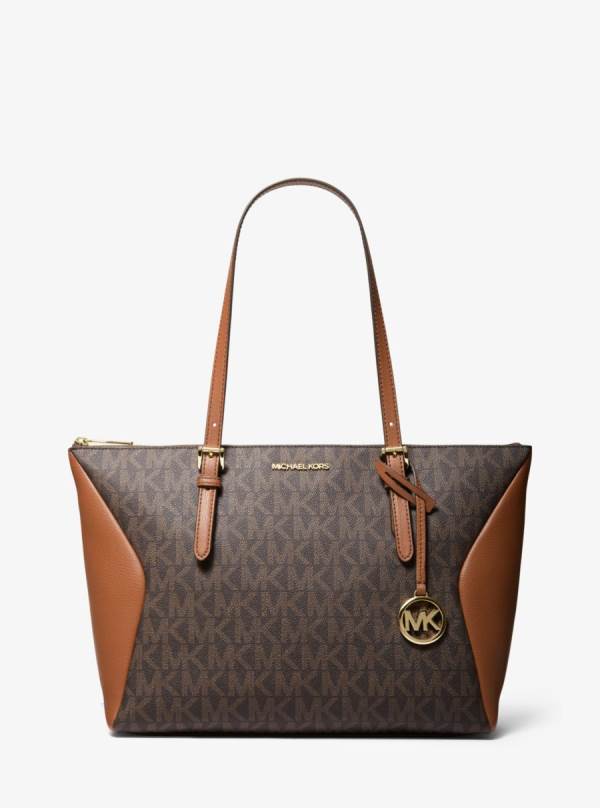Damske Prenosná Taška Michael Kors Coraline Large Logo and Leather Hnede - Kabelky Michael Kors Nejlevnejsi | JYXAU-6125